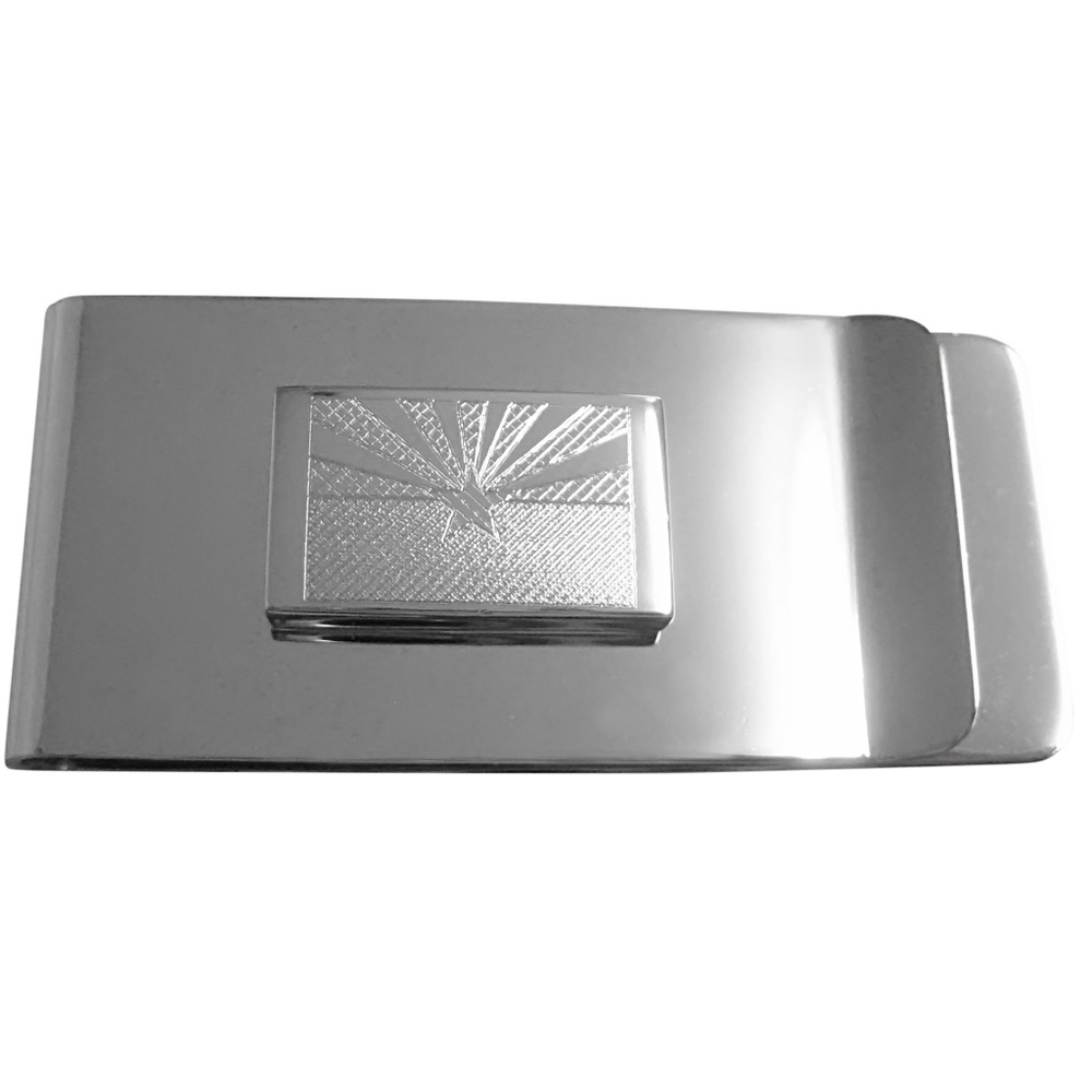 Silver Toned Etched Arizona State Flag Money Clip